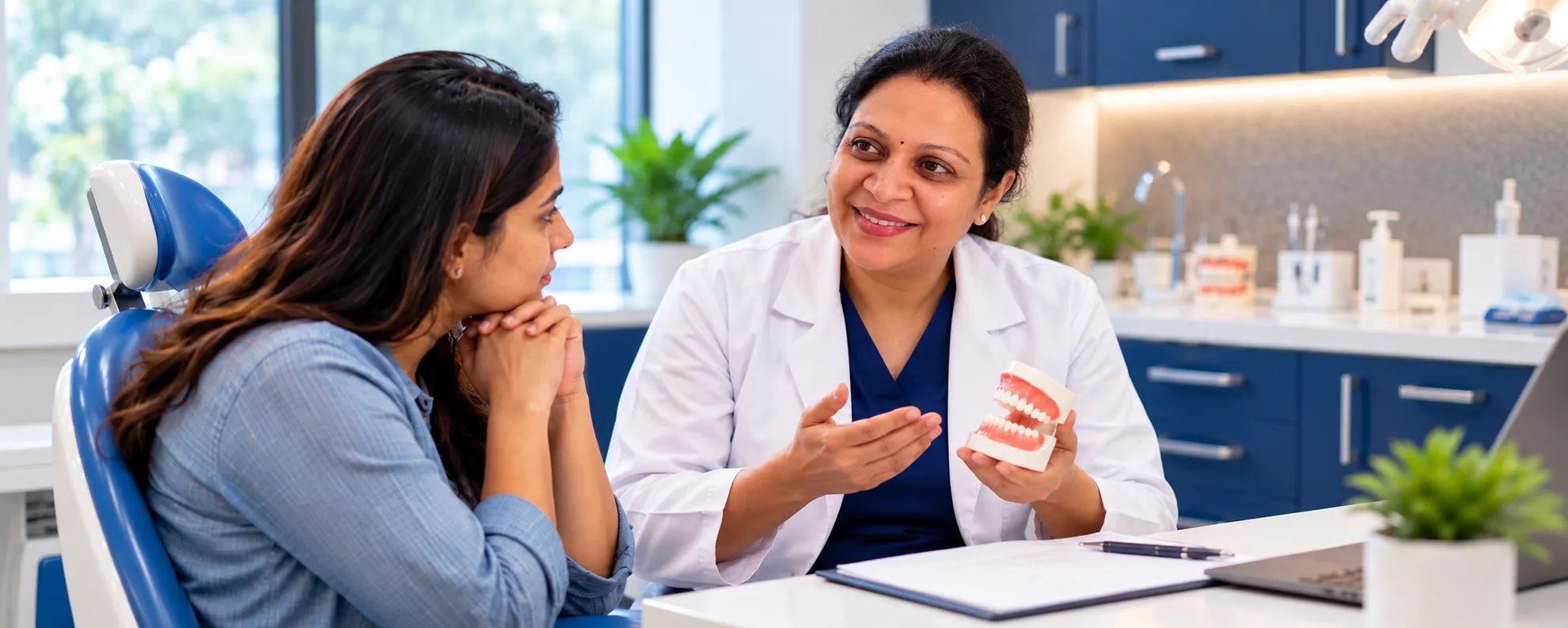 Calm, reassuring dental consultation